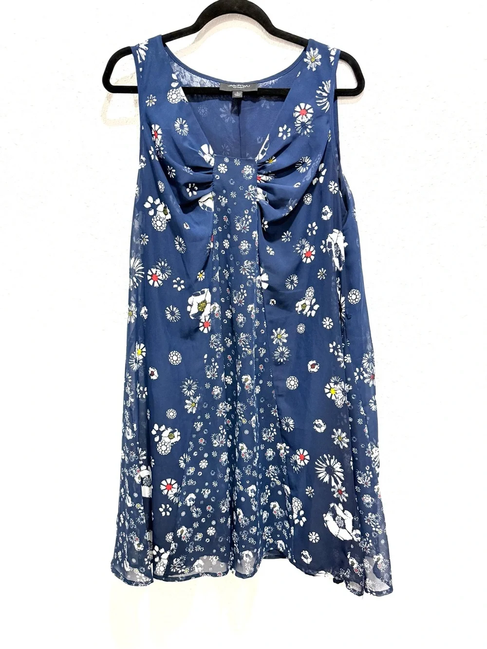 Jason Wu Navy‎ Floral Tie-Front Midi Dress L